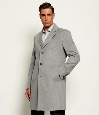 De laine manteau H-Hyde-264 BOSS BLACK | Gris avec l’ajout de cachemire 50571557